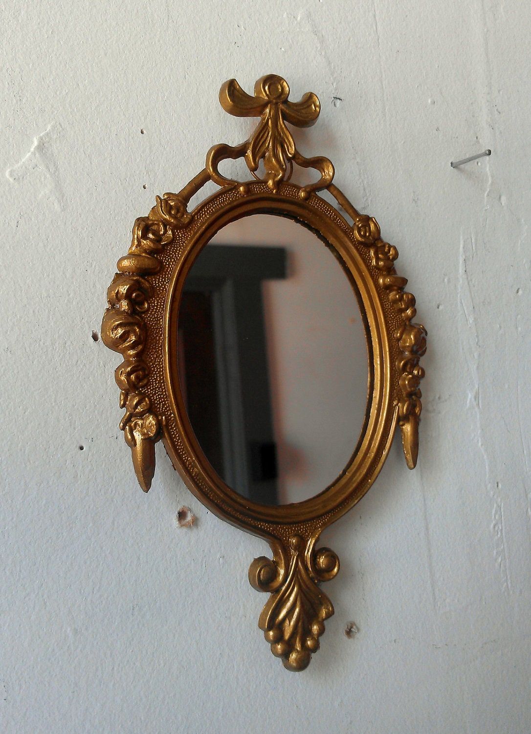 Gold Framed Mirror Set Of Three In Small Ornate Vintage Frames Throughout Antique Gold Scallop Wall Mirrors (View 8 of 15)