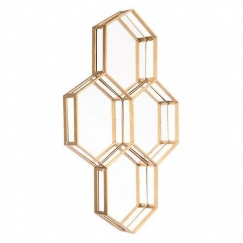 Gold Hexagon Constructed Geometric Wall Mirror #moderncontemporarydecor Pertaining To Gold Hexagon Wall Mirrors (View 13 of 15)