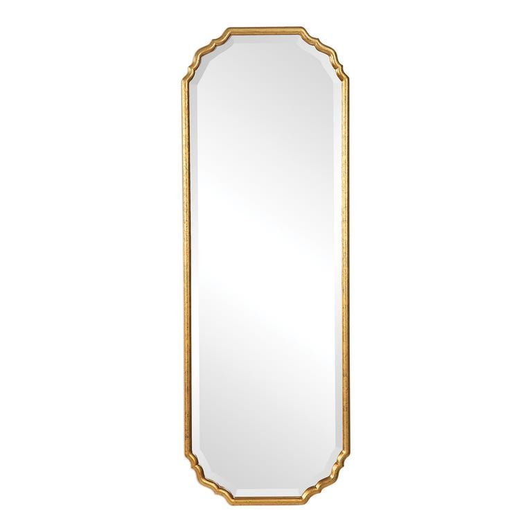 Gold Leaf Curved 21x61 Rectangular Mirror In 2020 | Framed Mirror Wall Pertaining To Gold Curved Wall Mirrors (Photo 5 of 15)