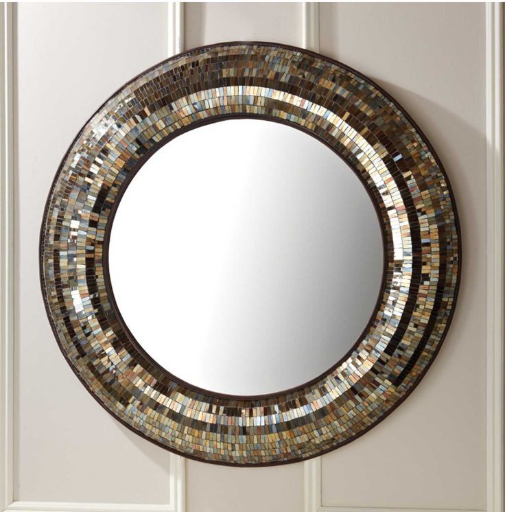 Gold Mosaic Round Wall Mirror – 3 Foot Diameter | Mirror Design Wall Intended For Antique Gold Leaf Round Oversized Wall Mirrors (View 12 of 15)