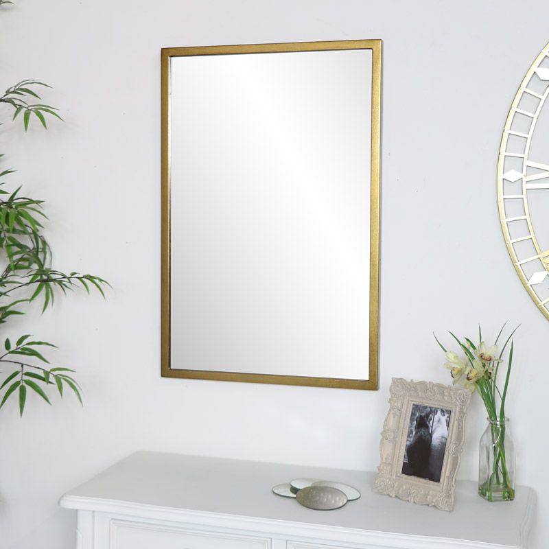 Gold Rectangle Wall Mirror 50cm X 75cm – Windsor Browne Within Dark Gold Rectangular Wall Mirrors (Photo 3 of 15)