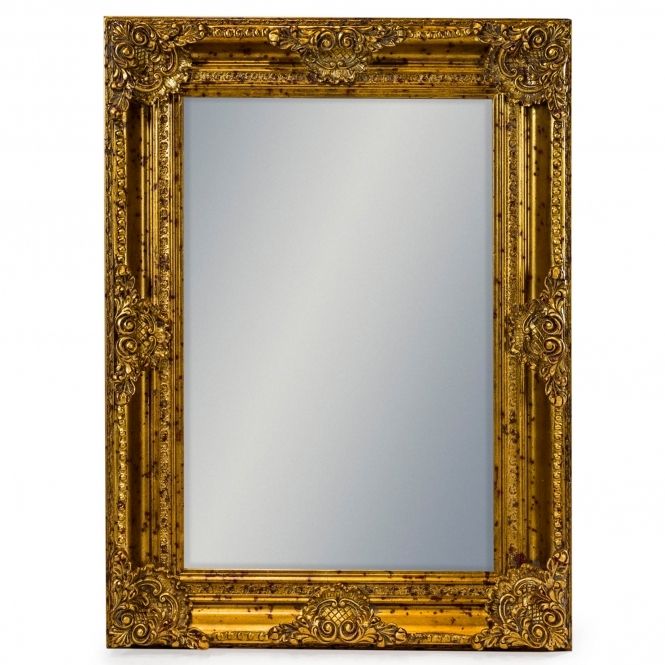 Gold Rectangular Antique French Style Mirror | French Style Mirrors Intended For Warm Gold Rectangular Wall Mirrors (View 9 of 15)