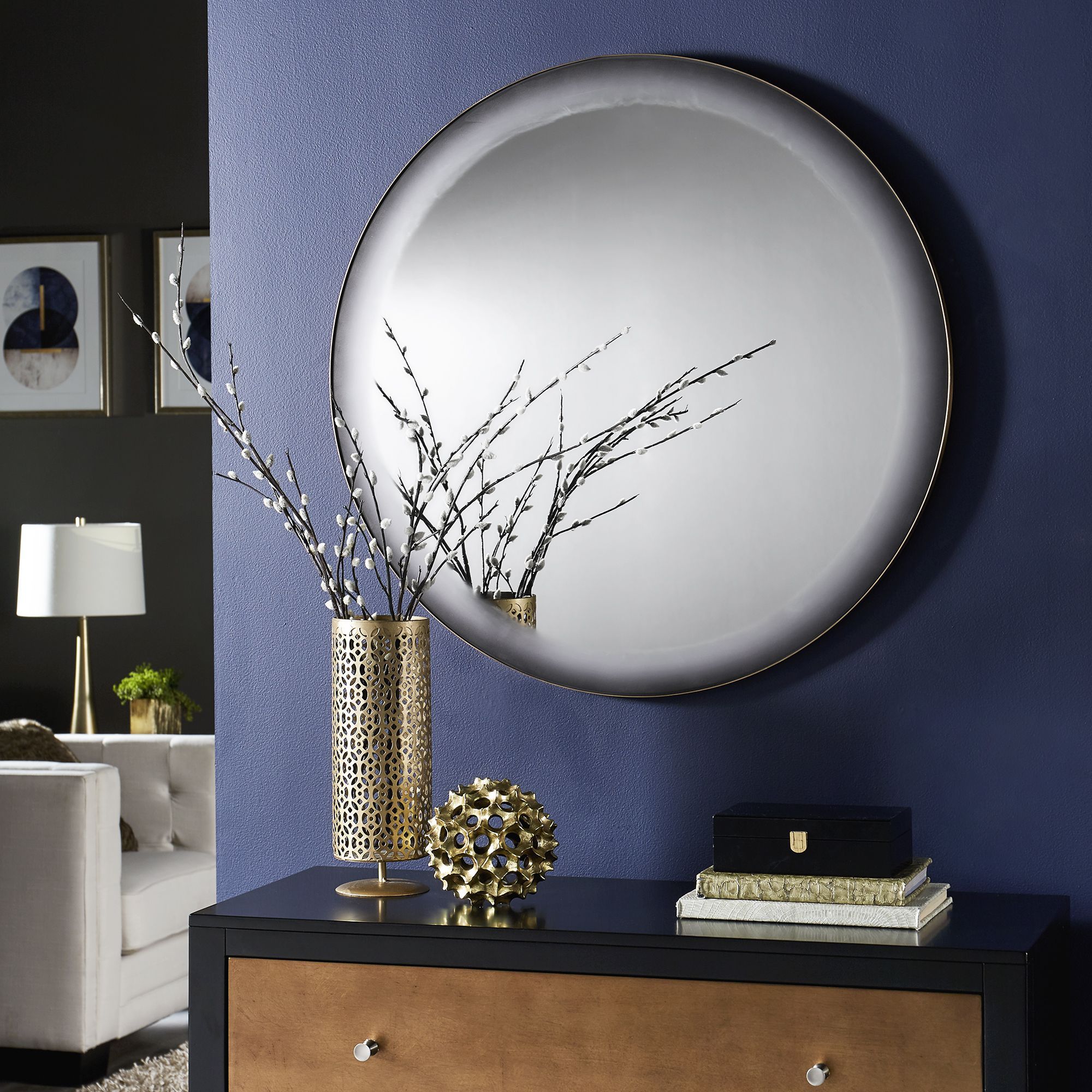 Grey Frosted Edge Round Wall Mirror – Inspire Q Home Inside Smoke Edge Wall Mirrors (View 8 of 15)