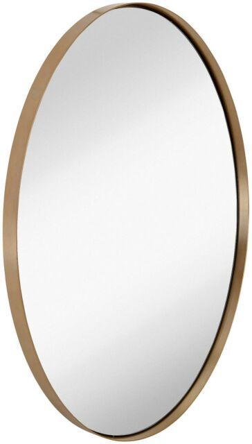Hamilton Hills Contemporary Brushed Metal Wall Mirror | Oval Gold For Drake Brushed Steel Wall Mirrors (View 13 of 15)