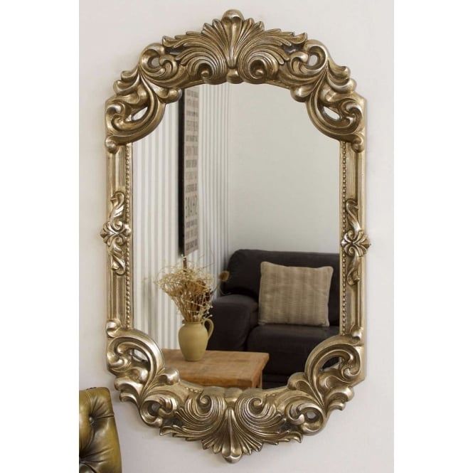 Hardy Antique Silver Rococo Design Wall Mirror – Accessories From Inside Antiqued Silver Quatrefoil Wall Mirrors (Photo 4 of 15)