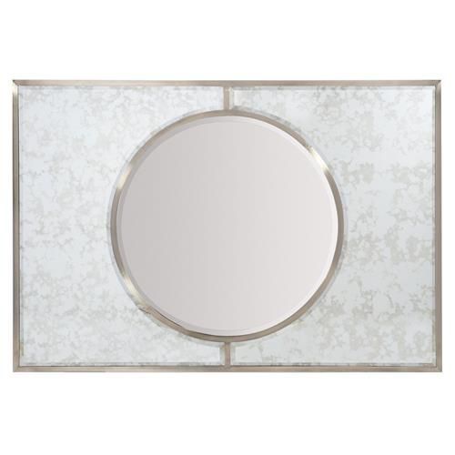 Hayley Hollywood Regency Antique Nickel Beveled Round Mirror – 54d Pertaining To Rounded Cut Edge Wall Mirrors (View 1 of 15)