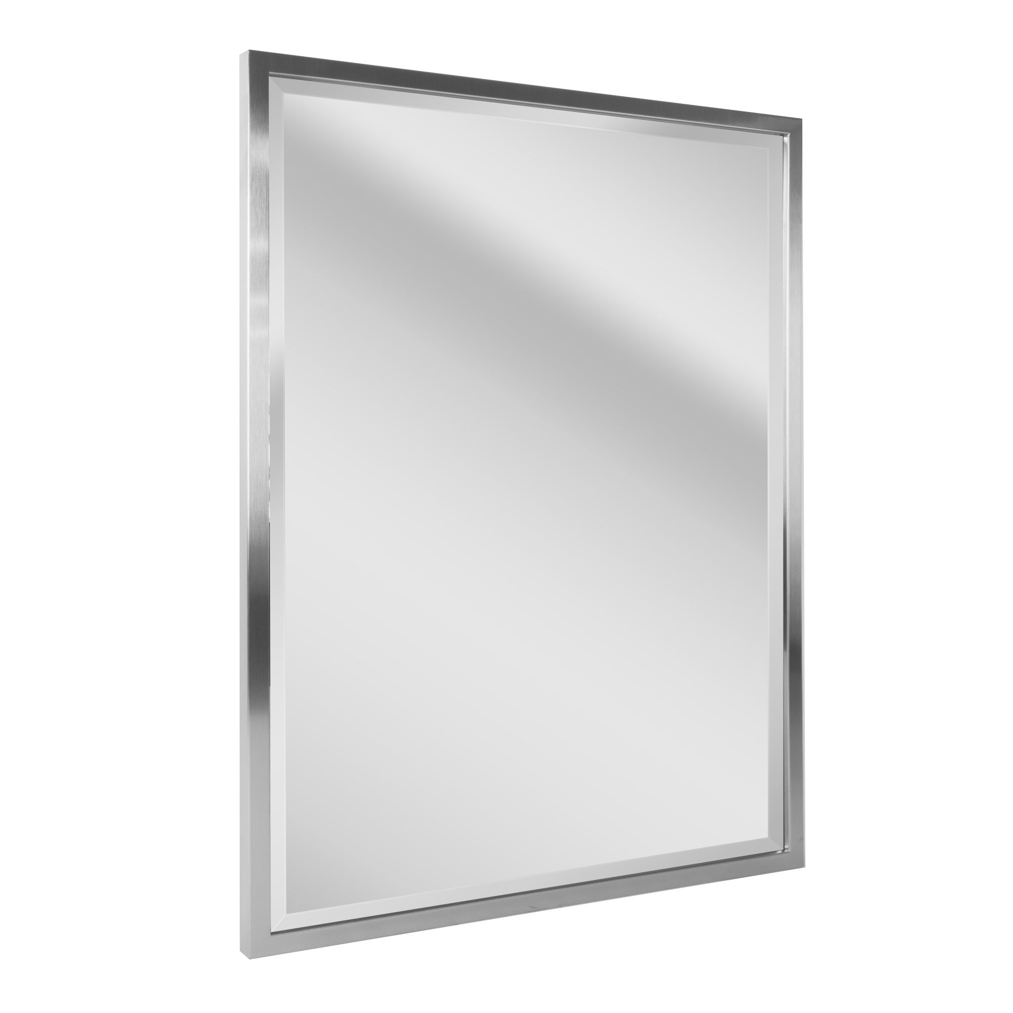 Head West Brushed Nickel Stainless Steel Rectangular Framed Beveled Within Square Frameless Beveled Vanity Wall Mirrors (View 13 of 15)