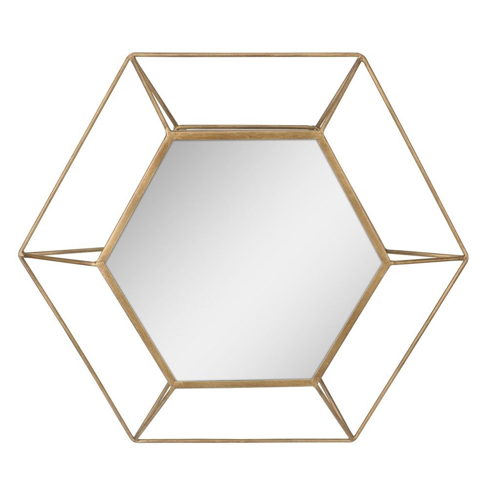 Hexagon Mirror Gold 24 X 21 – Stonebriar Collection | Round Wall Mirror In Gold Hexagon Wall Mirrors (View 7 of 15)