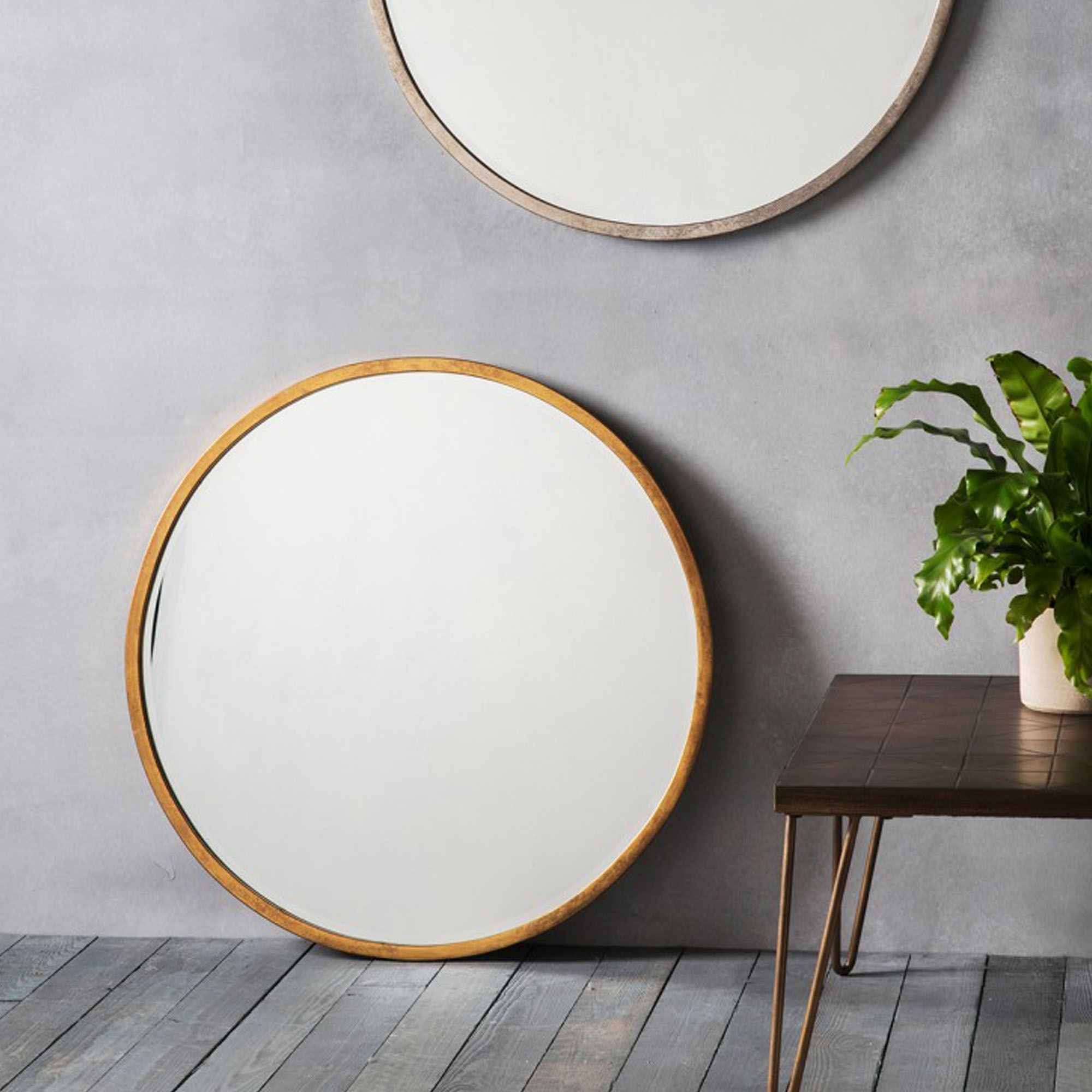 Higgins Antique Gold Round Wall Mirror | Wall Mirrors | Homesdirect365 Throughout Shiny Black Round Wall Mirrors (View 2 of 15)