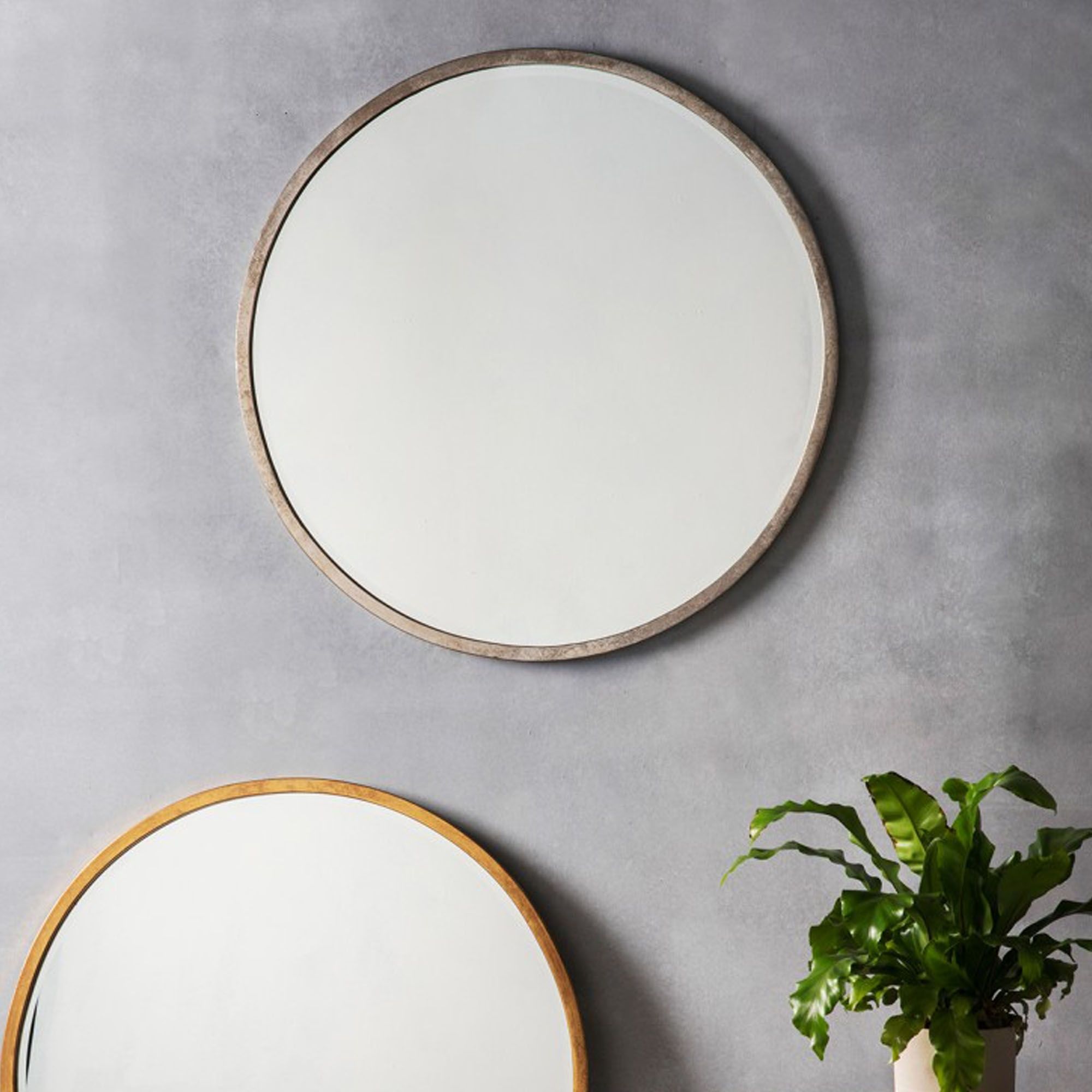 Higgins Antique Silver Round Wall Mirror |wall Mirrors| Homesdirect365 Intended For Scalloped Round Modern Oversized Wall Mirrors (View 9 of 15)