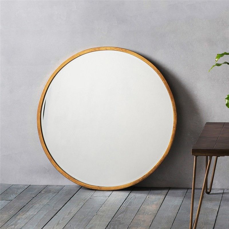 Higgins Metal Frame Round Wall Mirror, 80cm, Antique Gold Pertaining To Round Metal Luxe Gold Wall Mirrors (View 8 of 15)