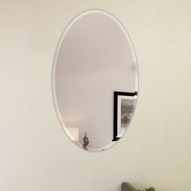 House Of Hampton® Gilman Oval Beveled Polish Frameless Wall Mirror With For Frameless Tri Bevel Wall Mirrors (View 13 of 15)