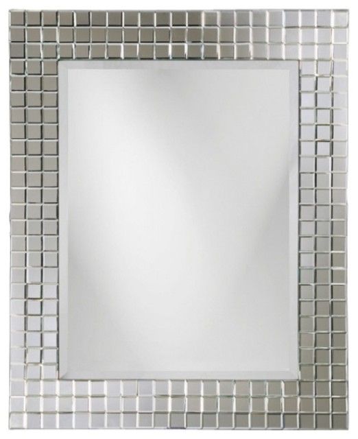 Howard Elliott Collection Michael Square Glass Beveled Tile Frame Intended For Square Frameless Beveled Wall Mirrors (View 6 of 15)