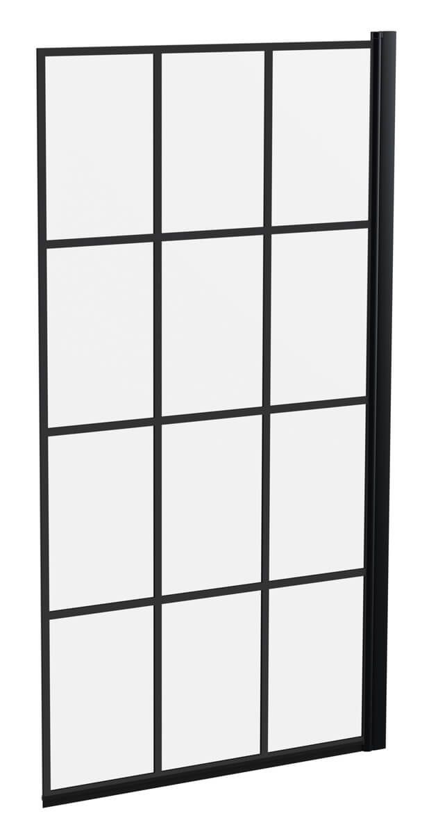 Hudson Reed 790mm X 1435mm Square Black Framed Bath Screen – Nssqbf With Matte Black Square Wall Mirrors (View 3 of 15)