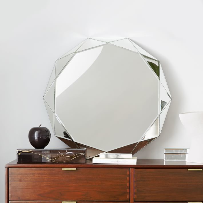 I Saw This In Person And Had To Have It! West Elm Faceted Mirror For Emerald Cut Wall Mirrors (View 10 of 15)