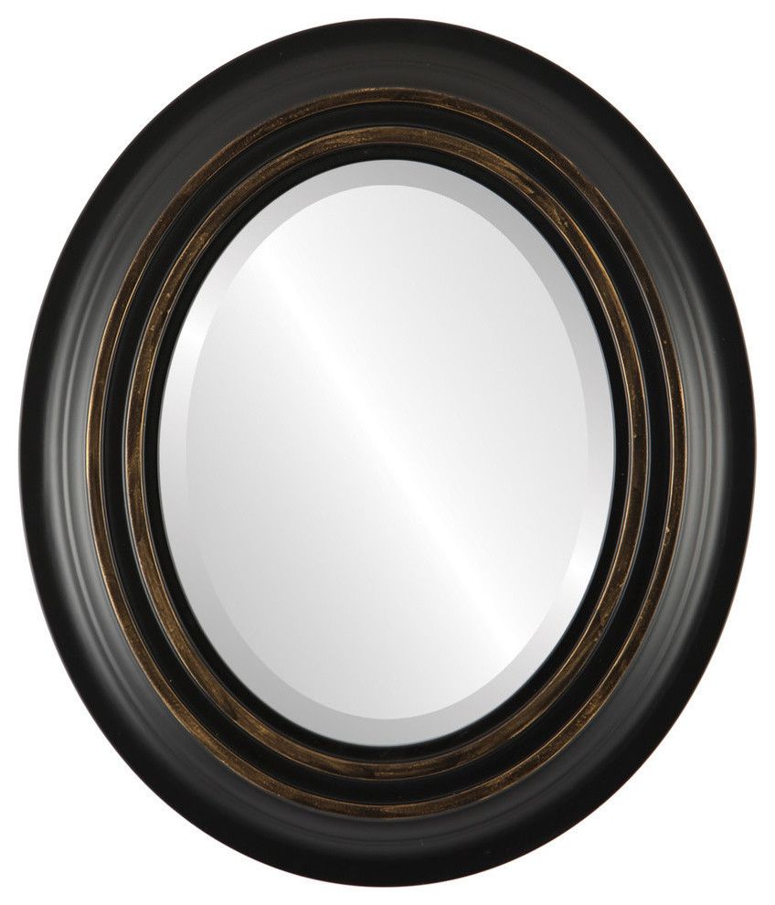 Imperial Framed Oval Mirror In Matte Black With Gold – Traditional Pertaining To Matte Black Round Wall Mirrors (View 12 of 15)