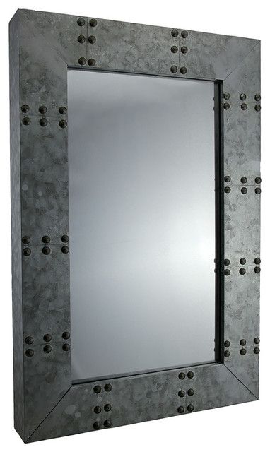 Industrial Galvanized Steel Framed Wall Mirror 19 X 11 – Wall Mirrors Within Rustic Industrial Black Frame Wall Mirrors (View 9 of 15)