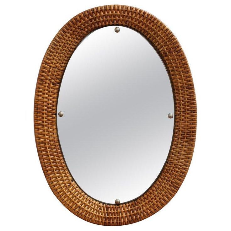 Italian Wicker Rattan Oval Shaped Wall Mirror (circa 1960s) | Mirror Throughout Black Oval Cut Wall Mirrors (View 8 of 15)