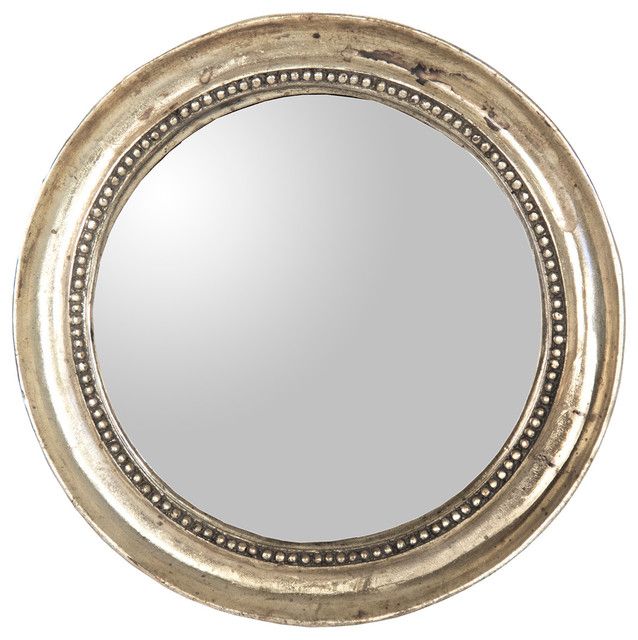 Julian Antique Gold Champagne Distressed Small Round Mirror Inside Gold Rounded Corner Wall Mirrors (View 1 of 15)