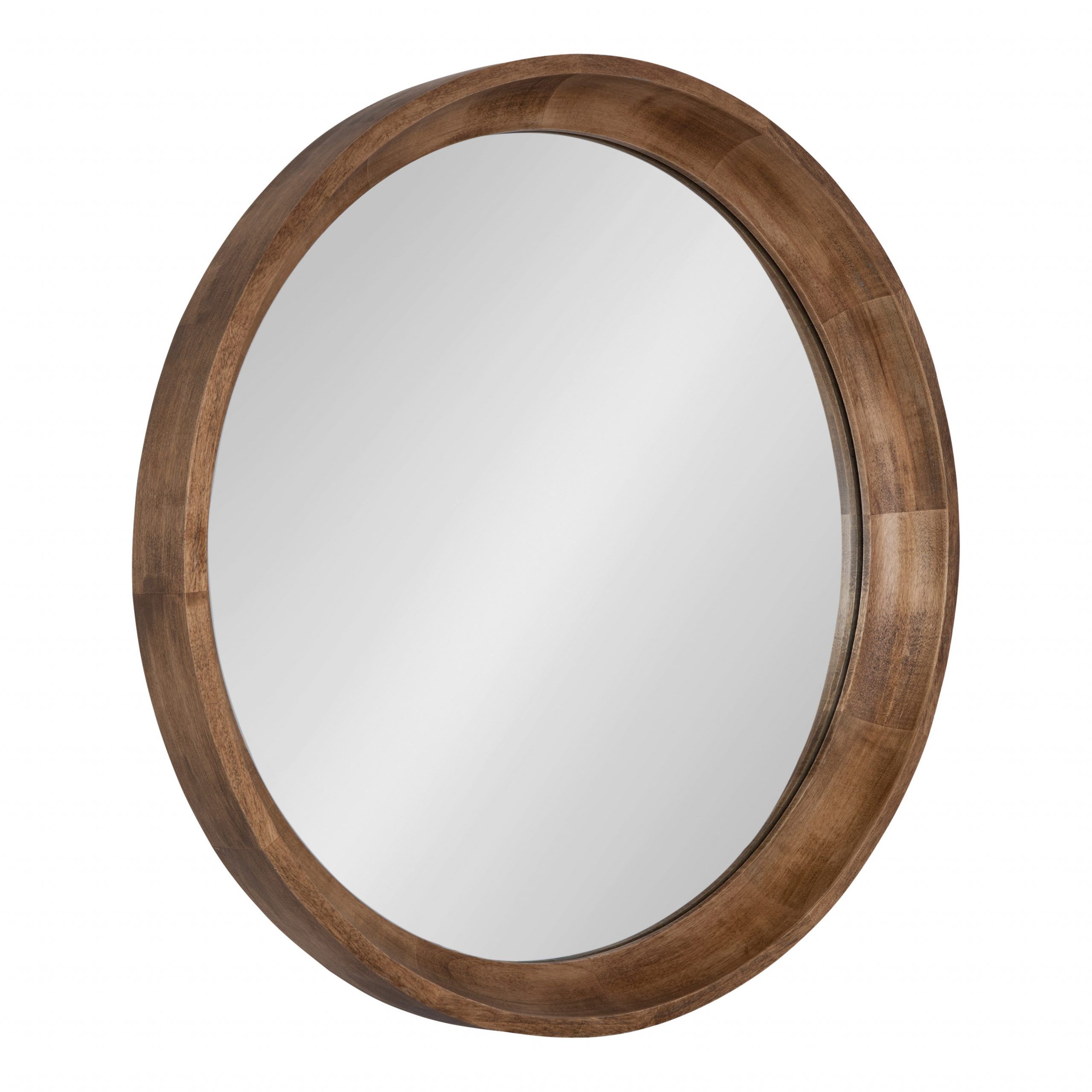 Kate And Laurel Colfax Round Wood Mirror, 22" Diameter, Natural Wood Pertaining To Wood Rounded Side Rectangular Wall Mirrors (Photo 1 of 15)
