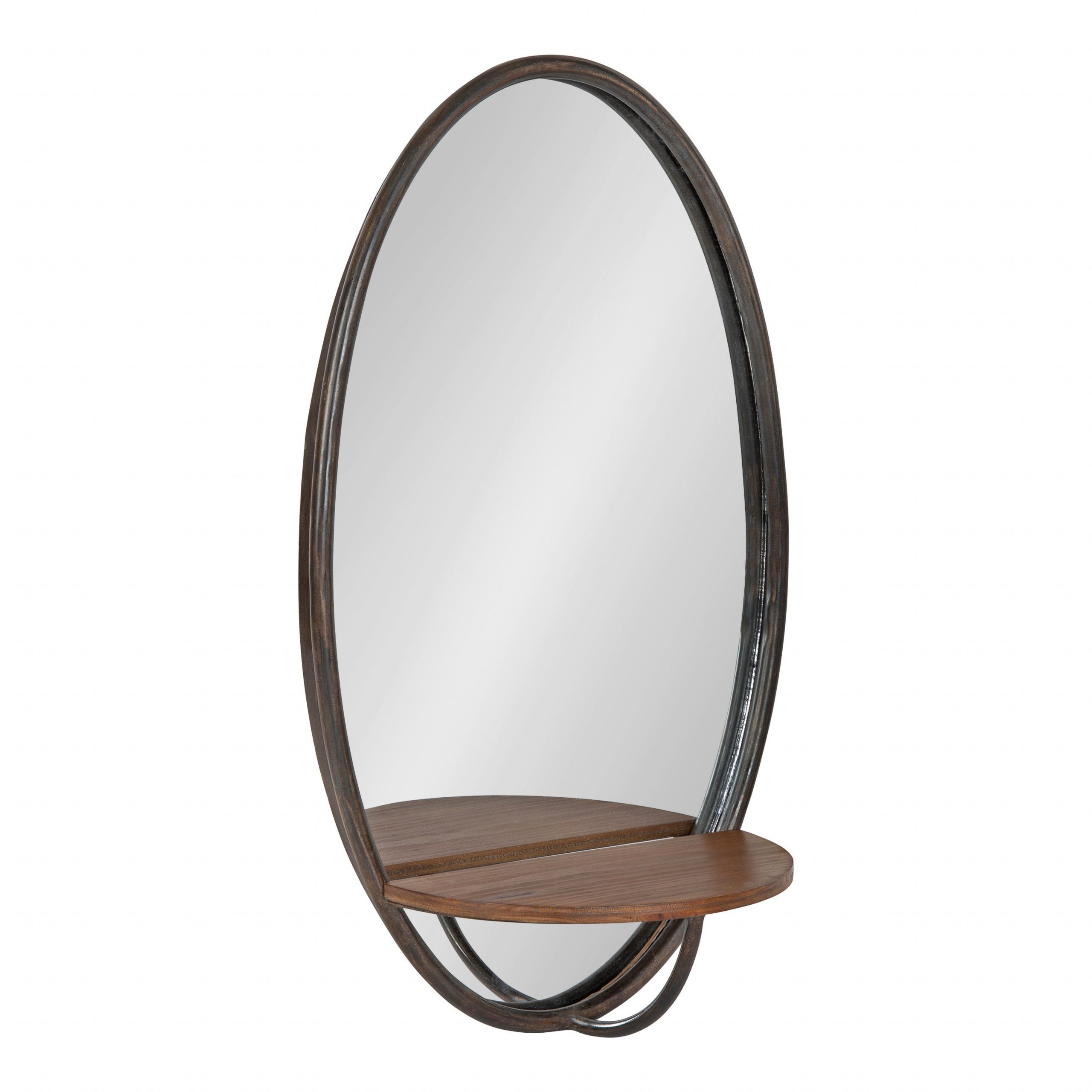 Kate And Laurel Gita Rustic Oval Wall Mirror With Shelf, 15" X 24 Inside Wooden Oval Wall Mirrors (View 7 of 15)