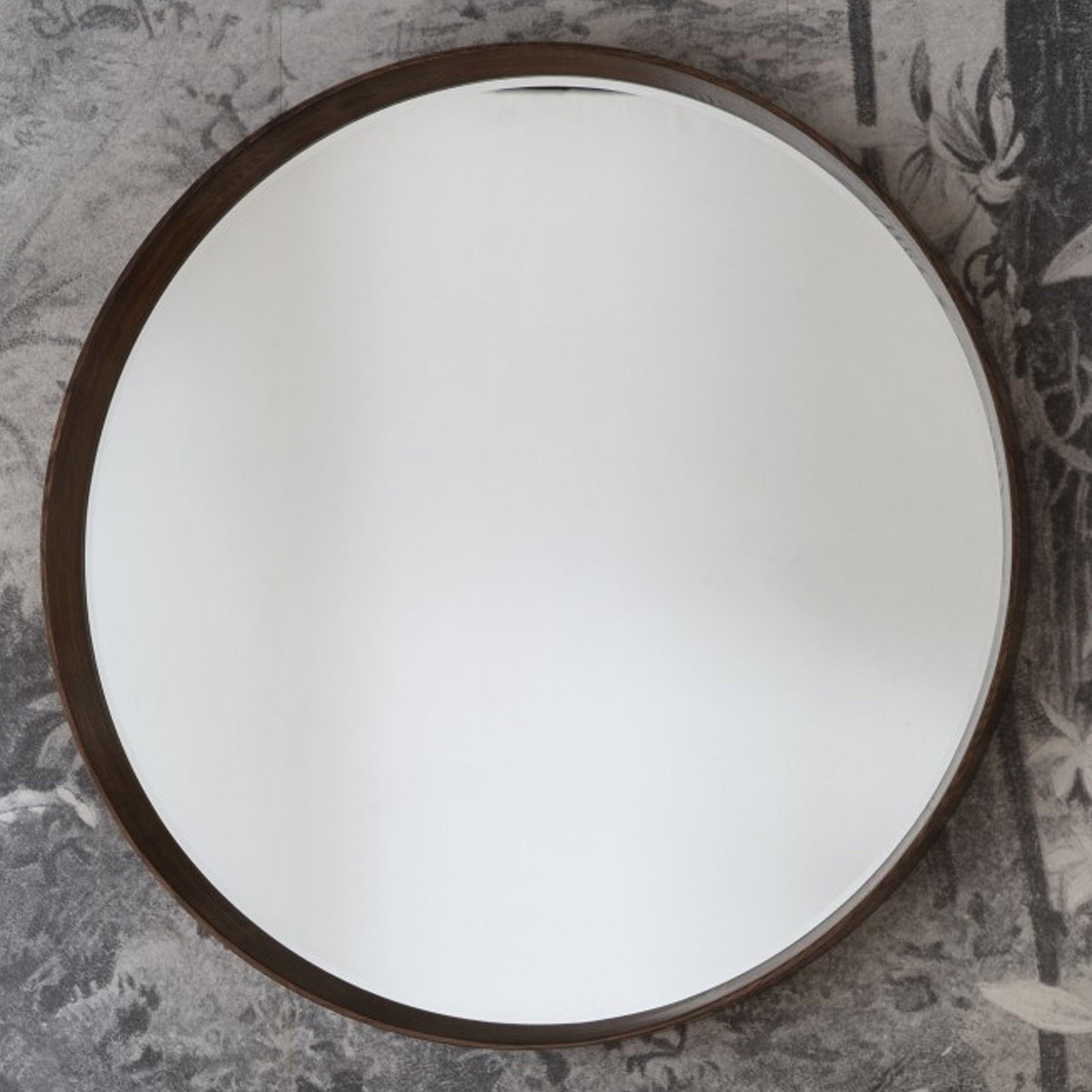 Keaton Round Mirror Walnut | Walnut Round Mirror | Round Mirror | Wall For Free Floating Printed Glass Round Wall Mirrors (View 10 of 15)