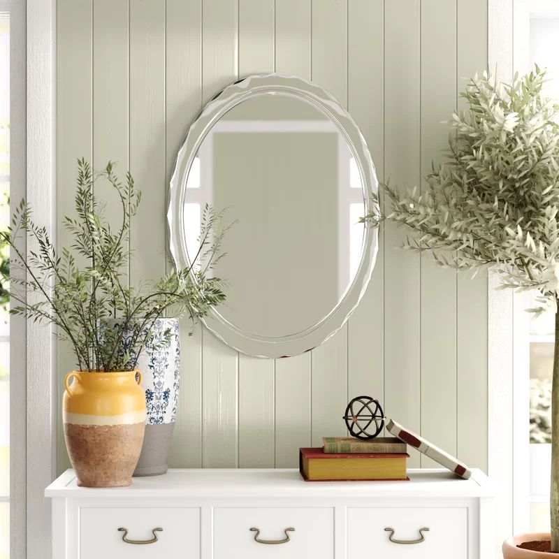 Kempton Contemporary Beveled Frameless Wall Mirror Reviews | Birch Lane Intended For Crown Frameless Beveled Wall Mirrors (Photo 2 of 15)
