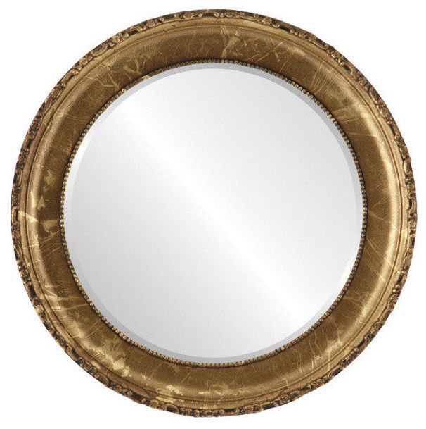 Kensington Framed Round Mirror In Champagne Gold – Traditional – Wall Inside Gold Rounded Edge Mirrors (View 5 of 15)