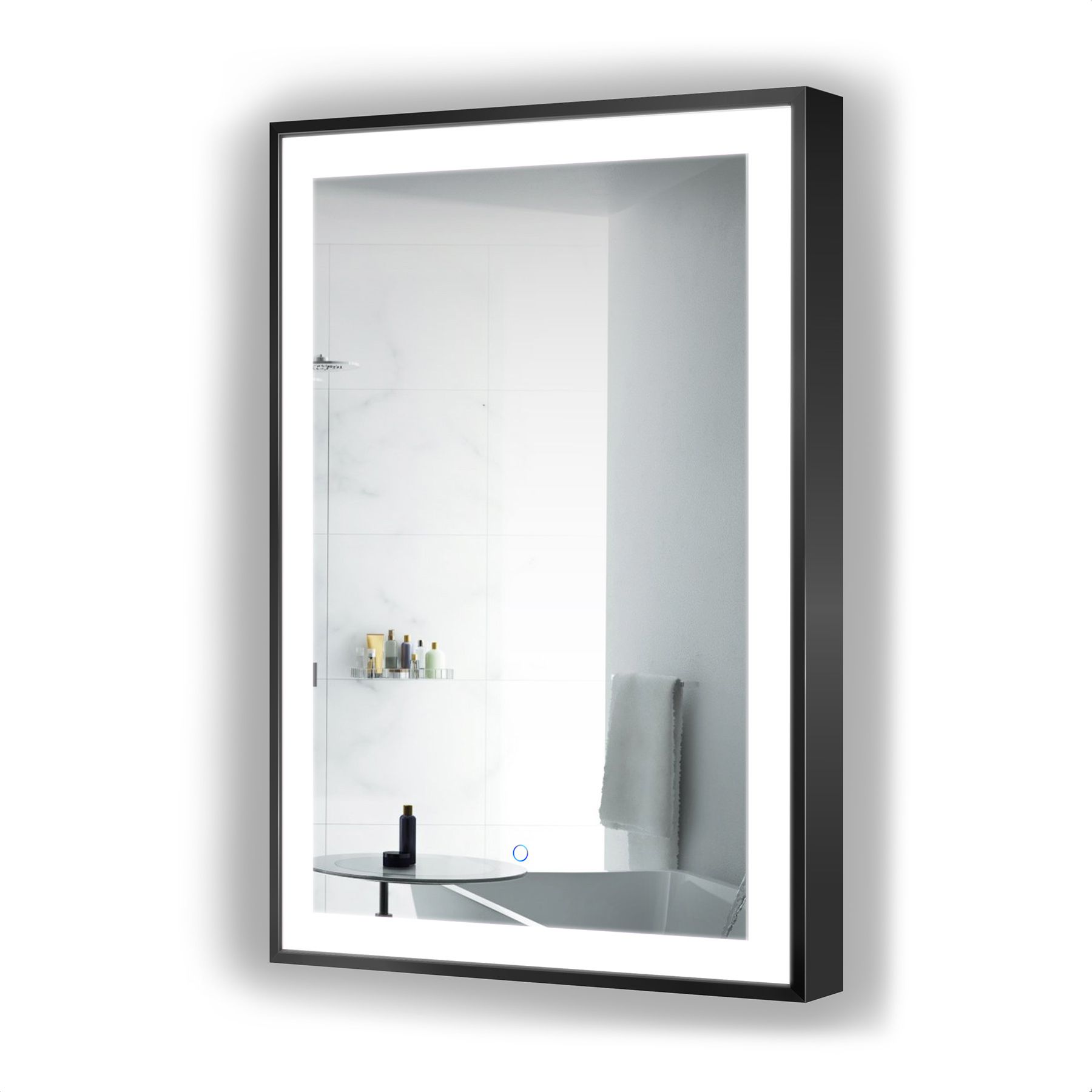 Krugg Soho Led Bathroom Mirror 24″ X 36″ Black – Krugg Reflections Usa Pertaining To Matte Black Octagon Led Wall Mirrors (View 3 of 15)