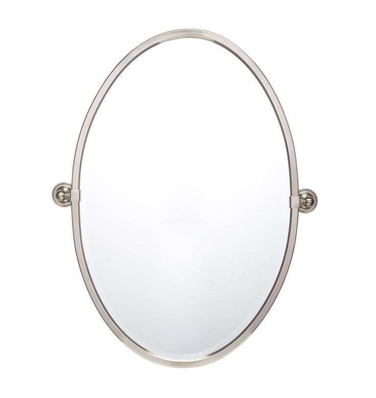 Landry Oval Pivot Mirror 24in. Tall – Brushed Nickel | Mirror, Bronze Inside Bronze Beaded Oval Cut Mirrors (Photo 9 of 15)