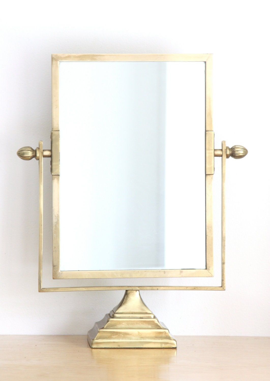 Large Antique Brass Pedestal Vanity Mirror In Aged Silver Vanity Mirrors (View 3 of 15)