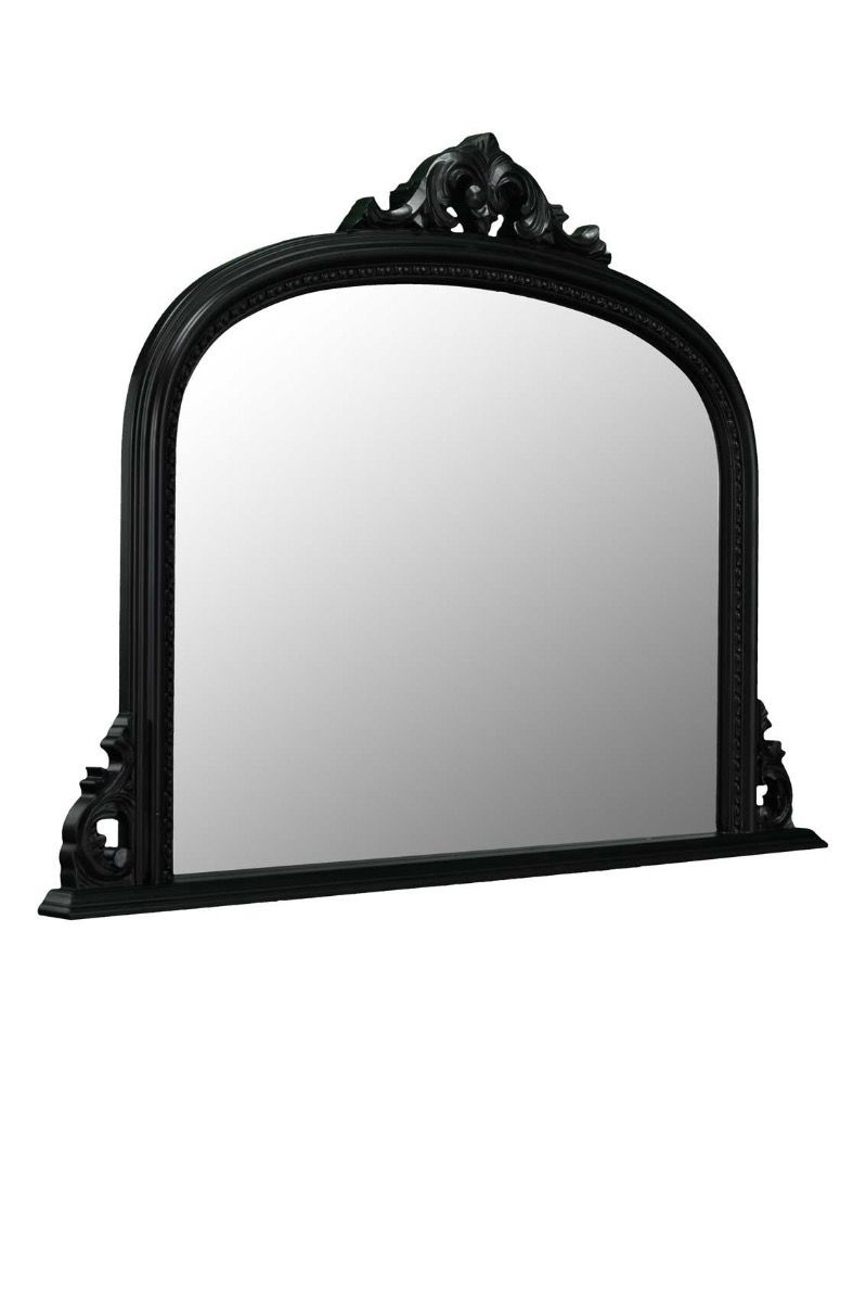 Large Antique Style Arched Black Overmantle Wall Mirror Wood 4ft2 X 3ft Inside Arch Oversized Wall Mirrors (View 3 of 15)
