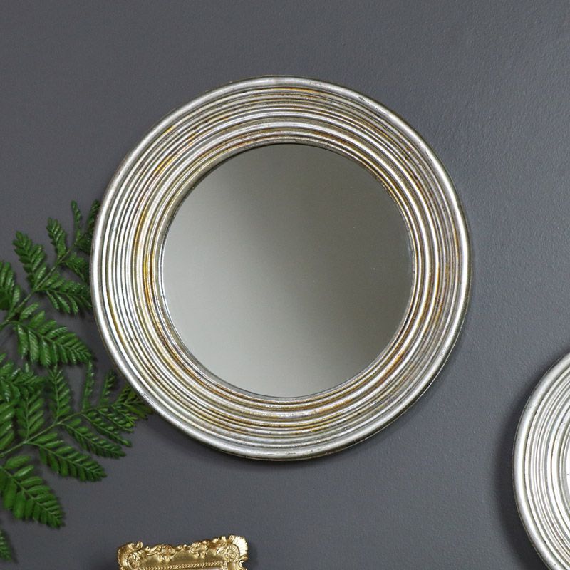 Large Antiqued Round Silver Wall Mirror – Melody Maison® Regarding Antique Silver Round Wall Mirrors (Photo 4 of 15)