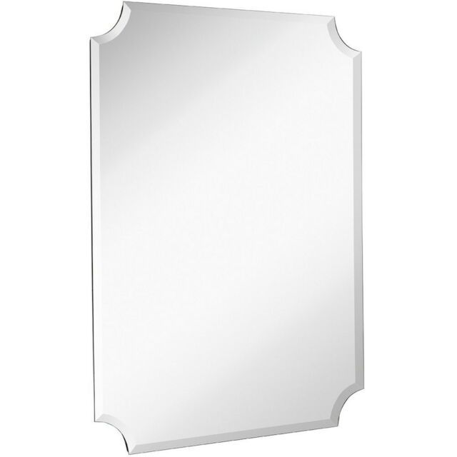Large Beveled Scalloped Edge Rectangular Wall Mirror | 1 Inch Bevel Inside Polygonal Scalloped Frameless Wall Mirrors (Photo 7 of 15)