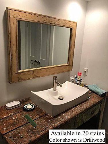 Large Framed Herringbone Reclaimed Wood Mirror Bathroom | Etsy | Wood Intended For Natural Wood Grain Vanity Mirrors (View 10 of 15)