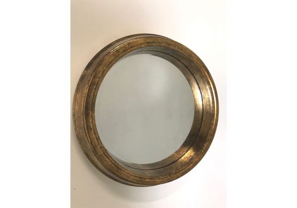 Large Gold Round Metal Wall Mirror Within Gold Rounded Corner Wall Mirrors (View 6 of 15)