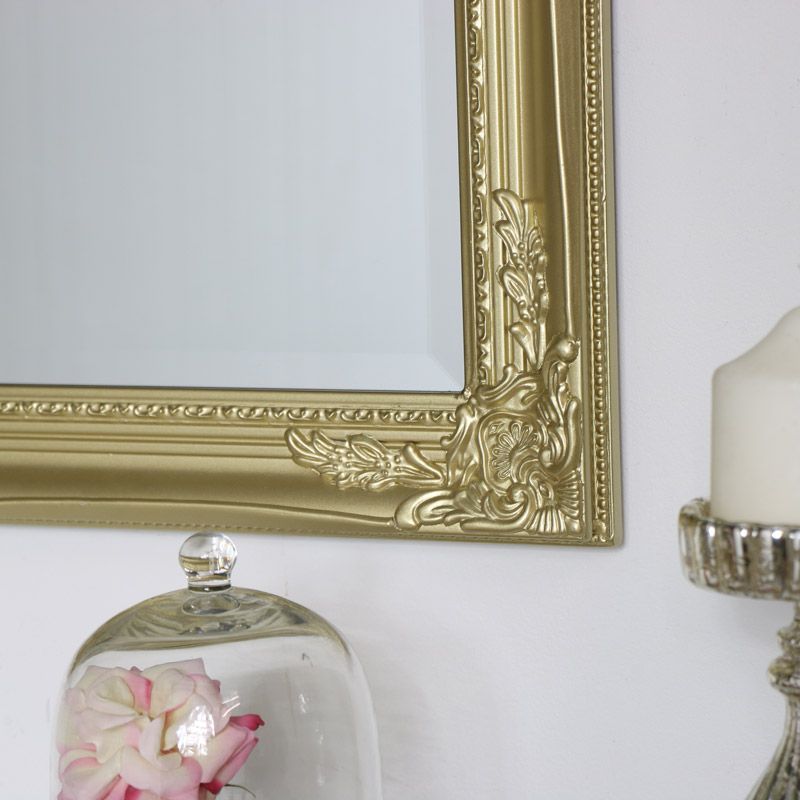 Large Ornate Gold Wall Mirror 82cm X 62cm Throughout Gold Square Oversized Wall Mirrors (View 7 of 15)