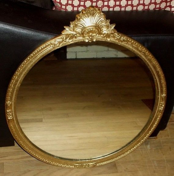 Large Round Antique Victorian Gold Ornate Wall Mirror Regarding Antique Gold Leaf Round Oversized Wall Mirrors (View 8 of 15)