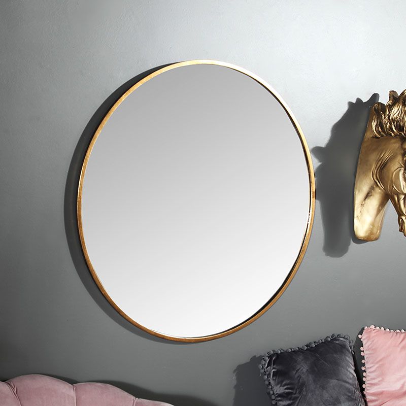 Large Round Gold Framed Wall Mirror 80cm X 80cm | Flora Furniture Pertaining To Gold Rounded Corner Wall Mirrors (View 4 of 15)