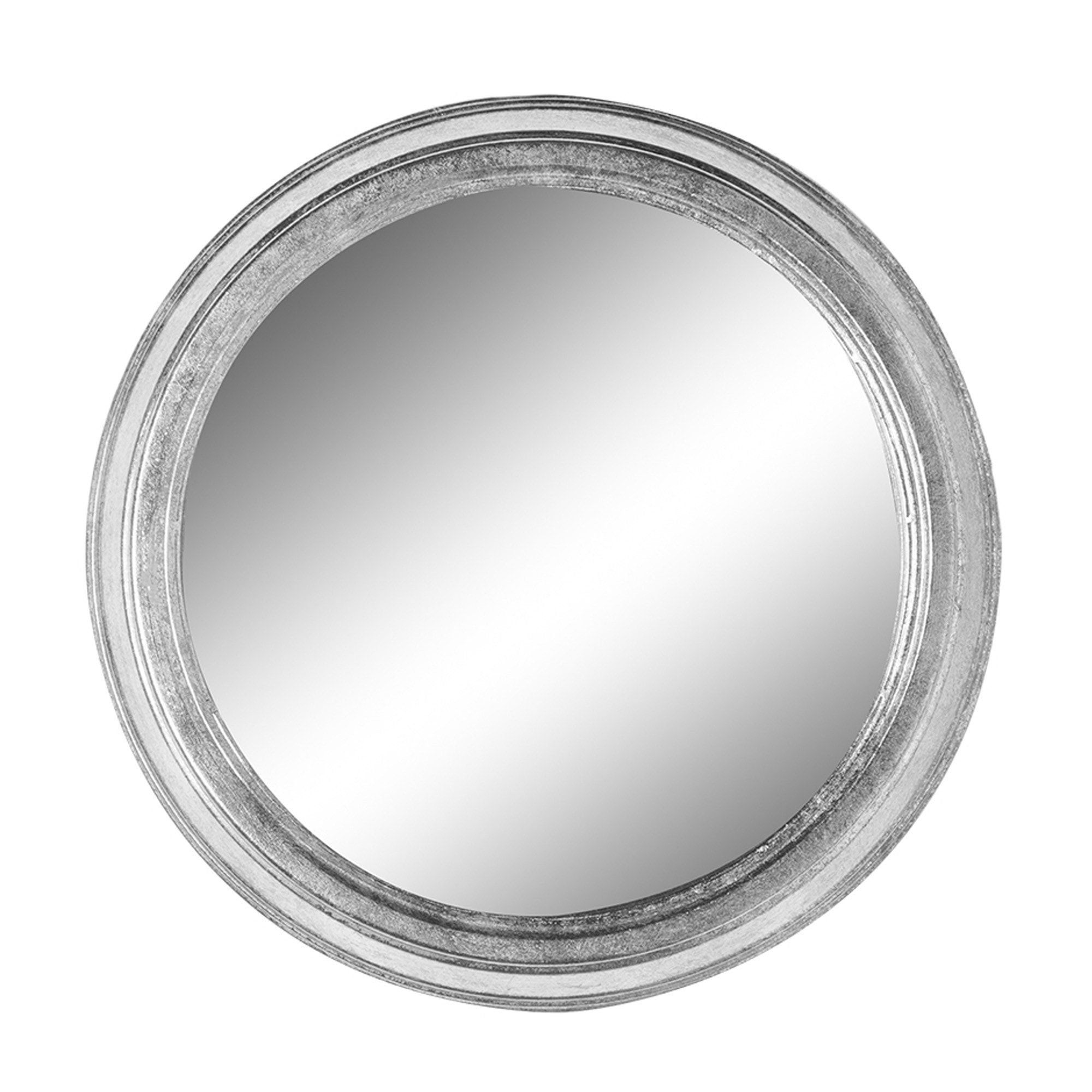 Large Silver Round Metal Wall Mirror | Wall Mirrors | Modern Mirrors In Metallic Silver Framed Wall Mirrors (View 6 of 15)