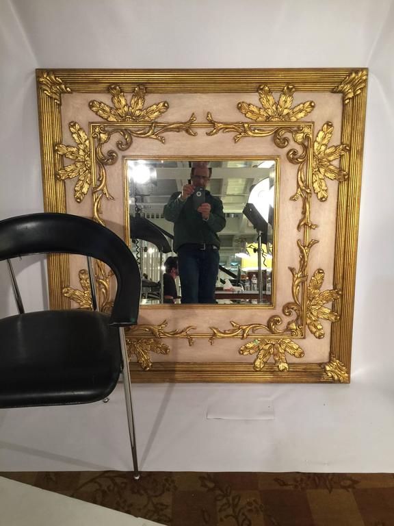Large Square Friedman Brothers Gilt And Beveled Glass Mirror For Sale Within Gold Square Oversized Wall Mirrors (Photo 10 of 15)