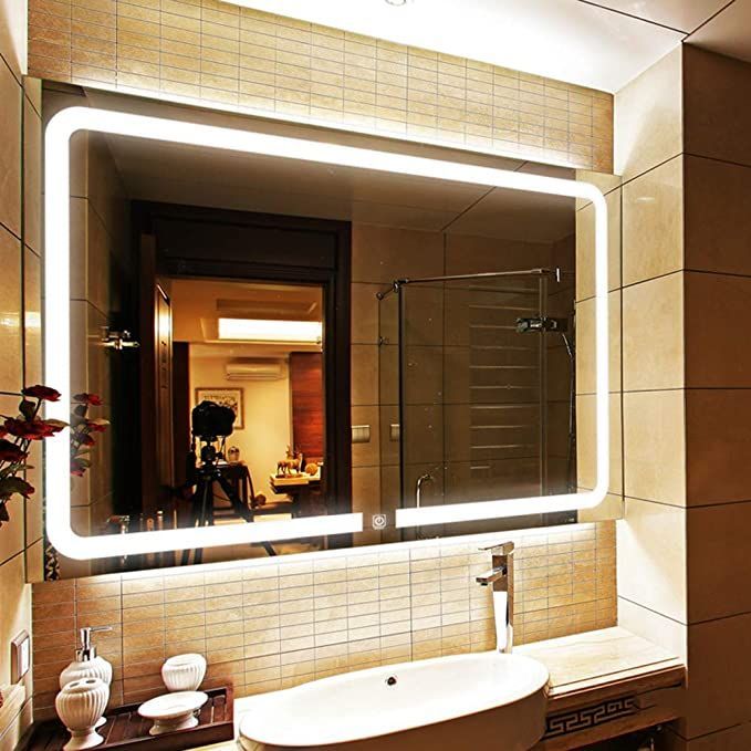 Led Wall Mounted Lighted Bathroom Mirror, Rectangular Frameless Wall Within Frameless Rectangle Vanity Wall Mirrors (View 1 of 15)