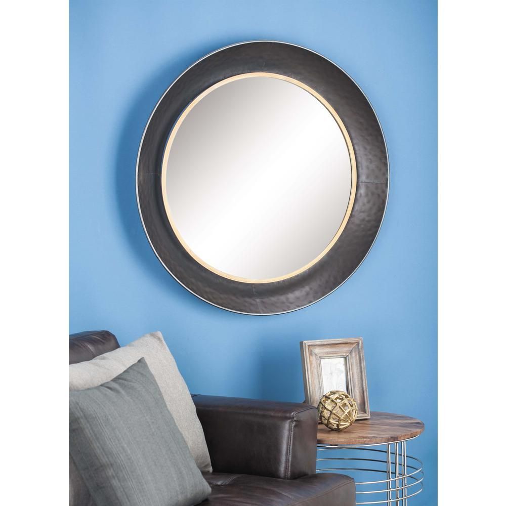 Litton Lane 32 In. Modern Matte Black And Gold Finished Iron Framed Intended For Matte Black Octagonal Wall Mirrors (Photo 6 of 15)