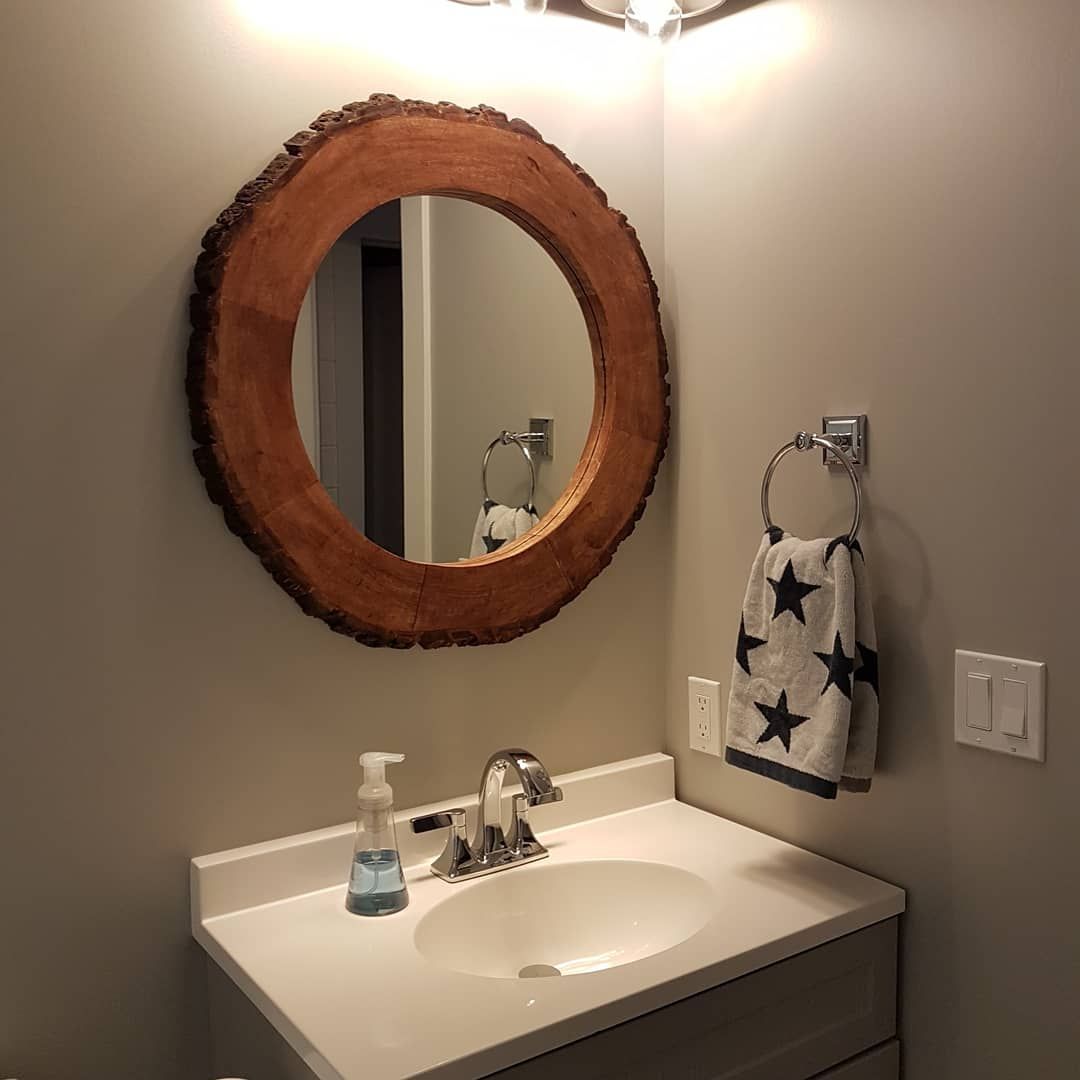 Live Edge Wood Mirror! | Wood Mirror Bathroom, Round Mirror Bathroom Regarding Natural Wood Grain Vanity Mirrors (View 11 of 15)