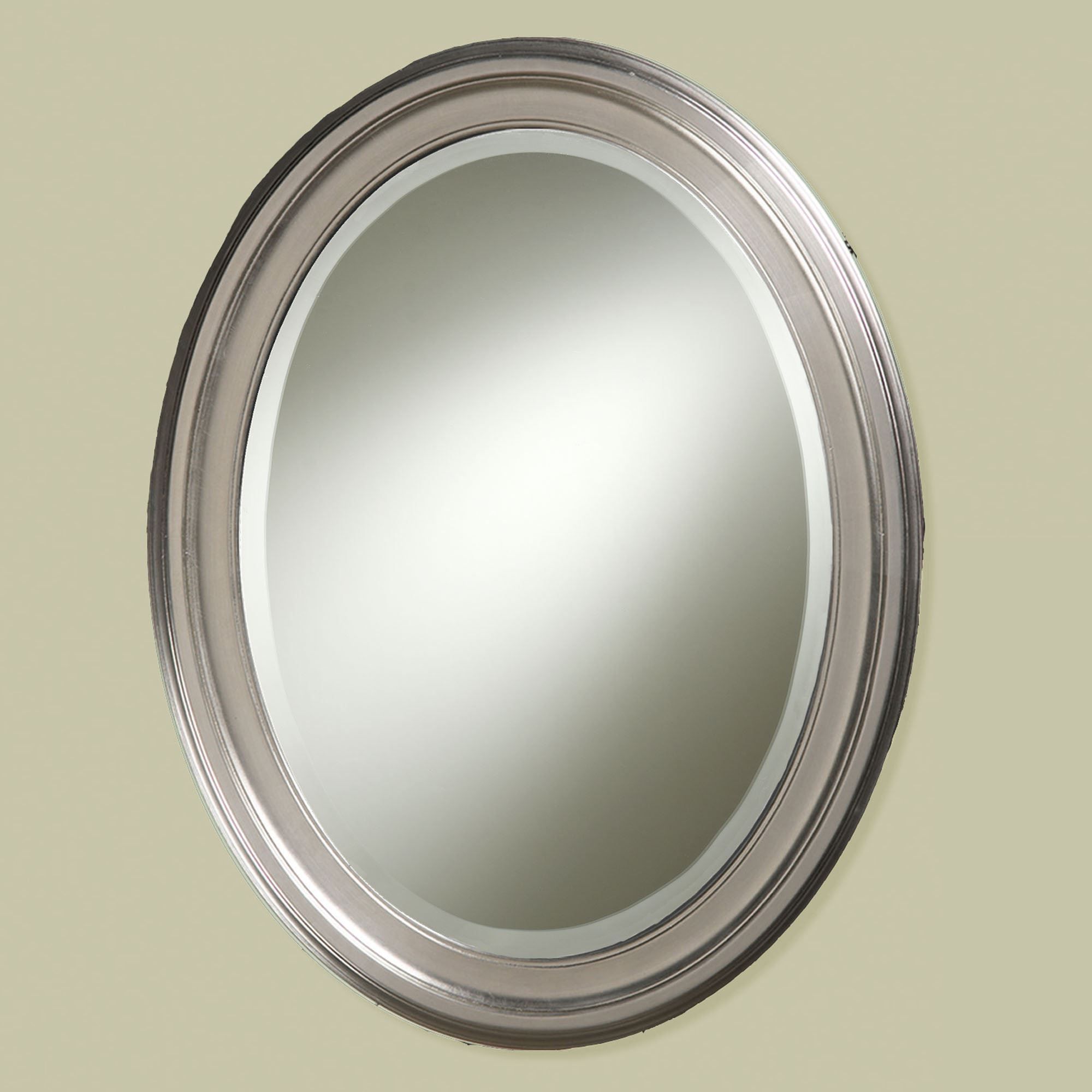 Loree Brushed Nickel Finish Oval Wall Mirror From Howard Elliott For Oxidized Nickel Wall Mirrors (View 8 of 15)