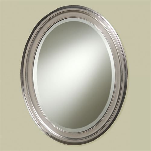 Loree Brushed Nickel Wall Mirror , Brushed Nickel In 2021 | Oval Mirror Within Nickel Floating Wall Mirrors (View 1 of 15)