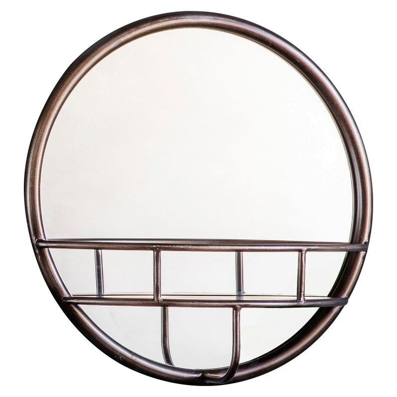 Macey Iron Frame Wall Mirror, Round, 40cm With Regard To Iron Frame Handcrafted Wall Mirrors (View 8 of 15)