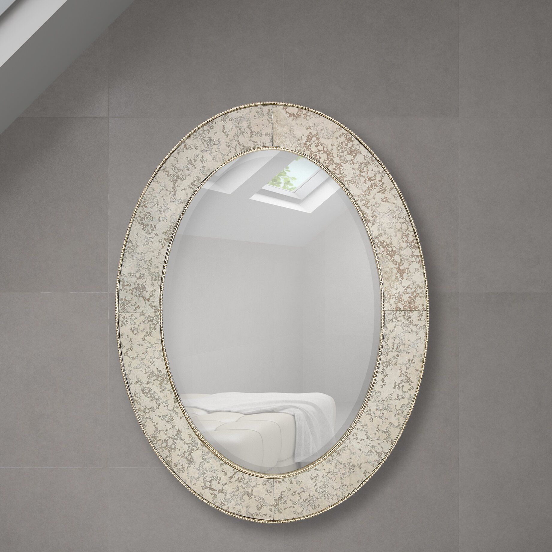 Majestic Mirror Classy Oval Shape Framed Beveled Glass Wall Mirror In Black Oval Cut Wall Mirrors (Photo 4 of 15)
