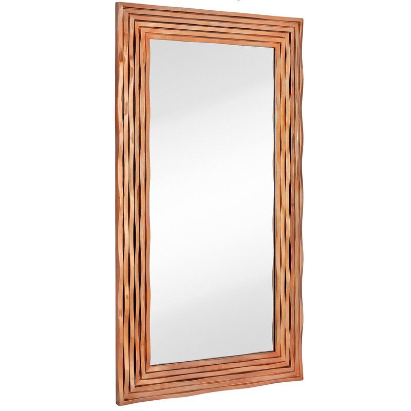 Majestic Mirror Large Rectangular Contemporary Wavy Polished Rose Gold Regarding Brushed Gold Rectangular Framed Wall Mirrors (View 11 of 15)