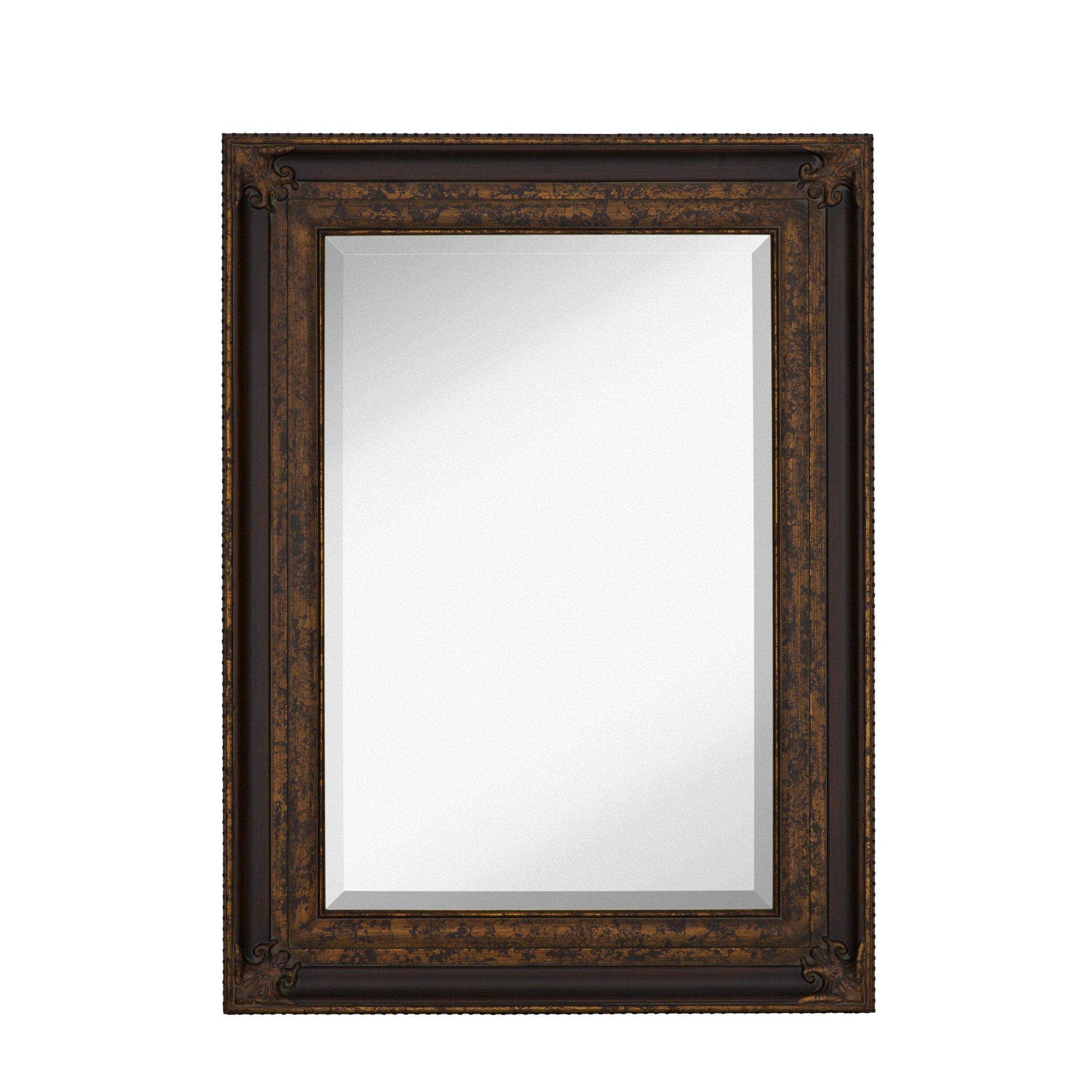 Majestic Mirror Rectangular Antique Gold Leaf With Dark Brown Panel Inside Warm Gold Rectangular Wall Mirrors (View 11 of 15)